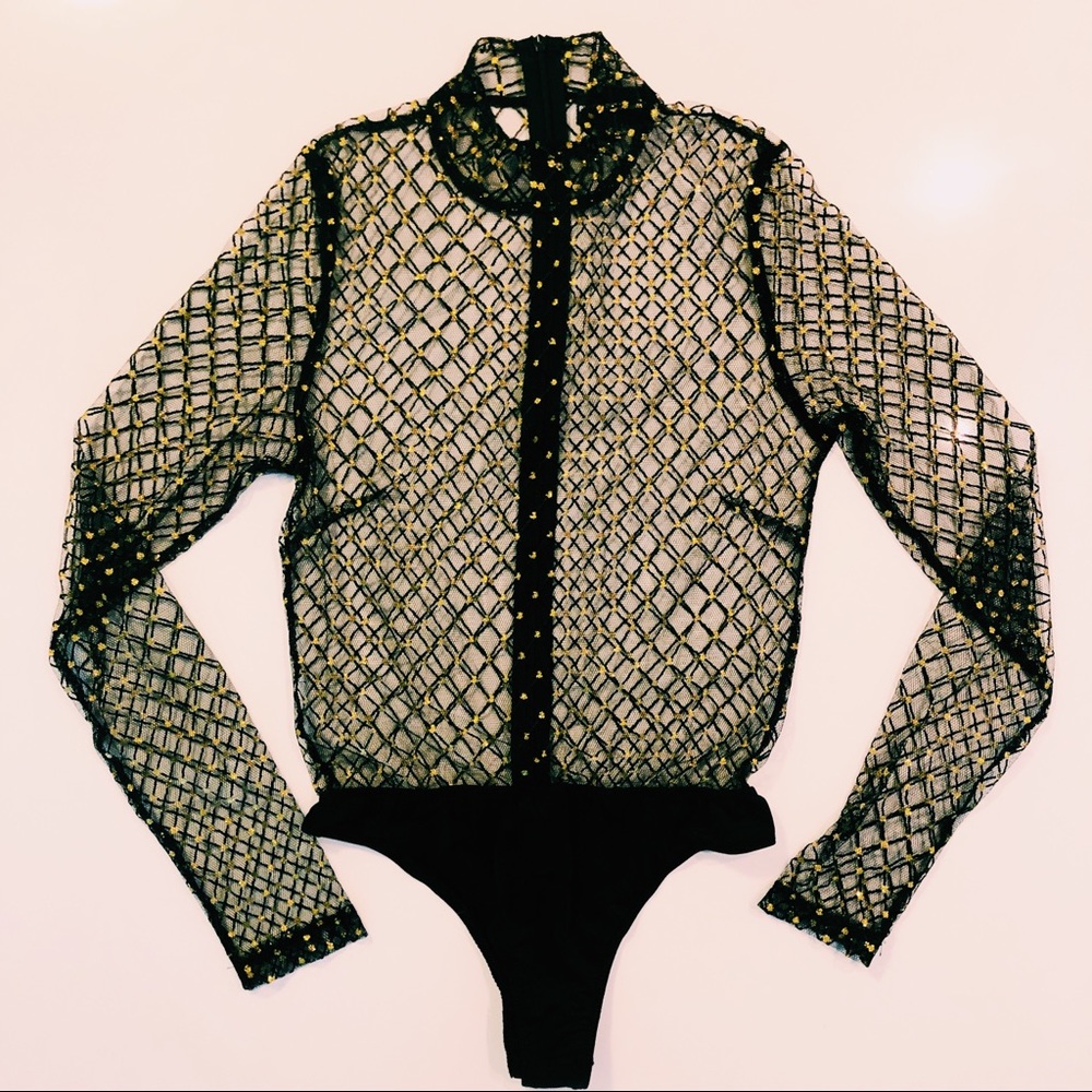 PLT black and gold bodysuit